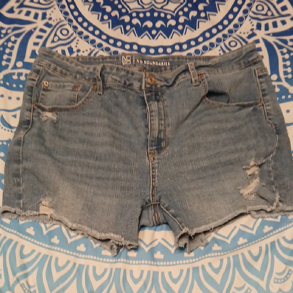 No Boundaries Blue Jean Shorts Distressed Casual